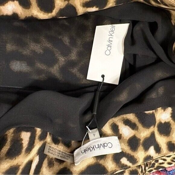 Calvin Klein Women's Leopard-Print Handkerchief-Hem Skirt Size 4 - Picture 9 of 9